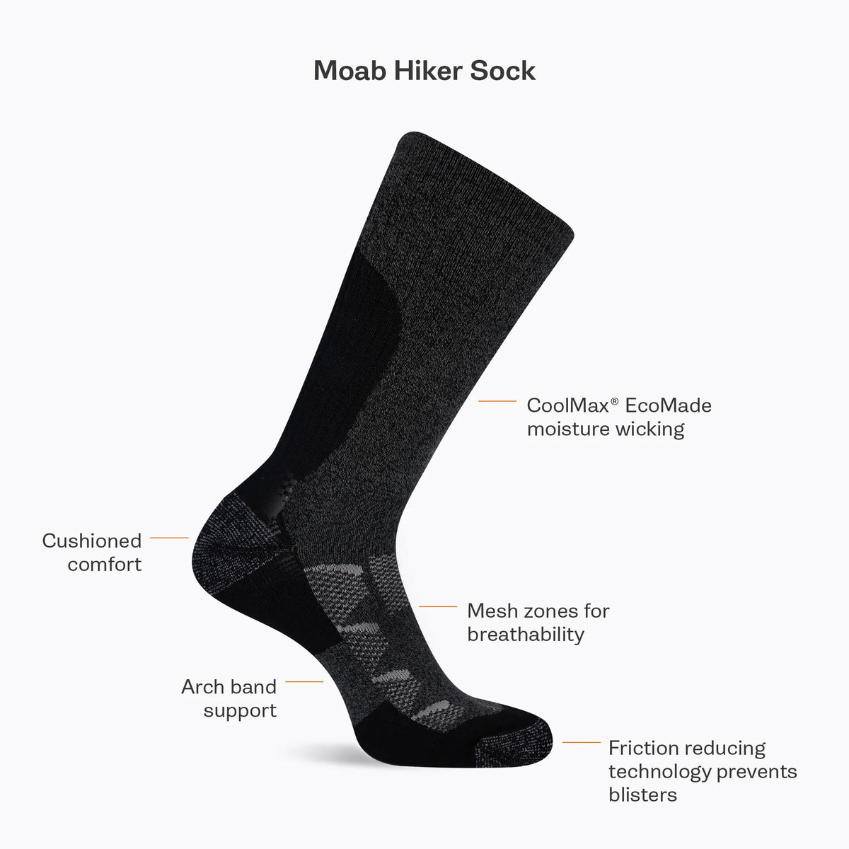 Moab Hiking Quarter Sock - US 7838